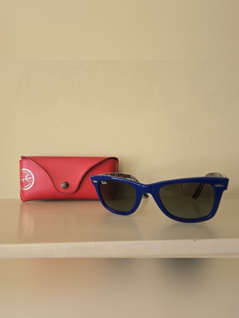 Ray Ban RB 2140 Blue with Multicolor Guitars Special Series #9 Sunglasses Italy